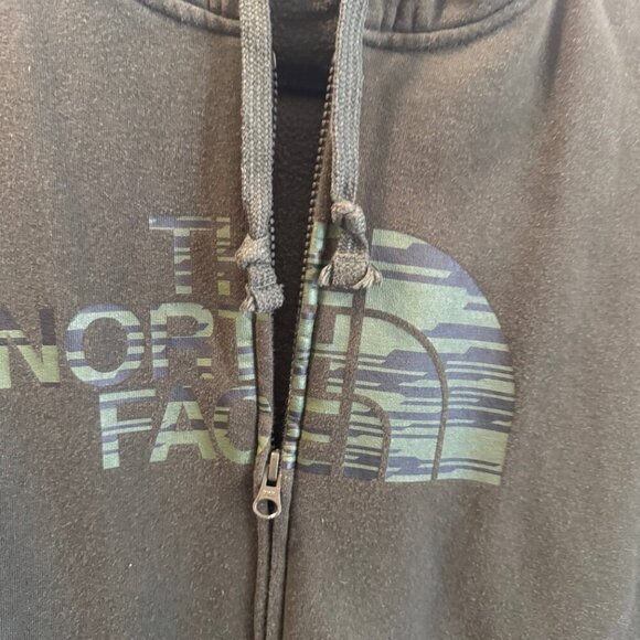 The North Face Spellout Hoodie Mens Medium Green Long Sleeve Full Zipper Pockets - Picture 4 of 11